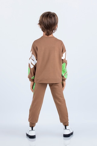 Erkek Çocuk İki İplik Kumaş Baskılı Orta Kalınlıkta Örme Basic Oversize Alt Üst Eşofman Takımı 001