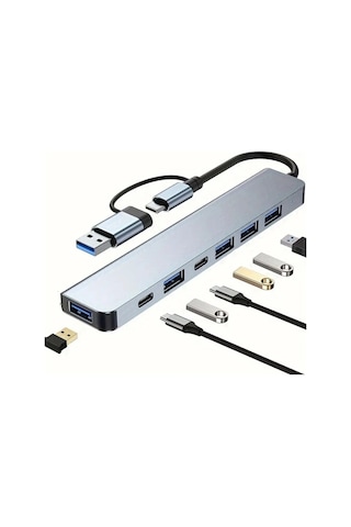 8 İn 1 Usb Çevirici Notebook Apple Uyumlu Macbook Type-c Görüntü Aktarıcı Hub 5468