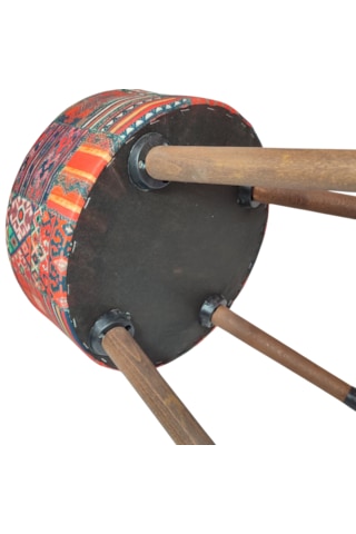 Ustaagac Puf Koltuk Bench Tabure Anadolu Kilim Motif - Ahşap Ayaklı Ceviz