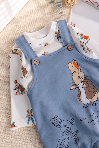 Babymod Tavşan Fiğürlü 2'li Erkek Bebek Salopet Tulum mavi