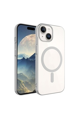 Apple Uyumlu iPhone 15 Kılıf Zore Wireless Şarj Özellikli Pixel M-safe Kapak Koyu Gri