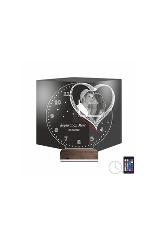 Luvivia Kalp Sevgiliye Hediye V7 Fotoğraflı Saatli 3d Lamba - Masa Gece Lambası