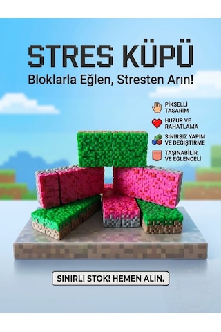 Çimen Desenli Infinity Cube Sonsuz Küp & Hareketli Stres Küpü Katlaç