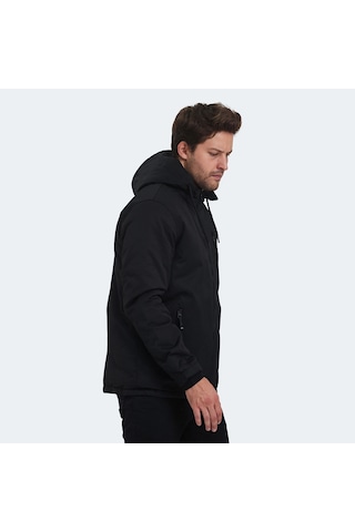 Slazenger HALDOR IN Erkek Kapüşonlu Şişme Siyah Mont & Kaban