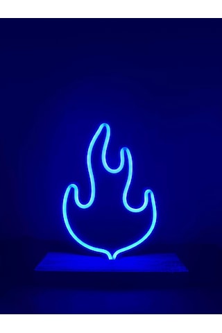 Alev Figürlü Mavi Neon Gece Lambası Çok Renkli
