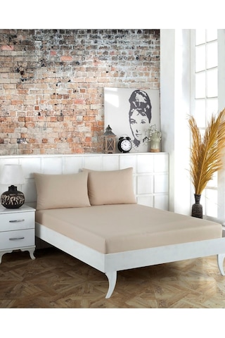 Çift Kişilik Penye 160x200 Lastikli Bej