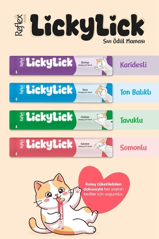 Reflex Plus Lickylick Sıvı Ödül Maması Karışık Paket 15 Gr X 72 Adet
