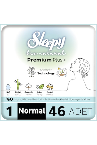 Sleepy Bio Natural Premium Plus Hijyenik Ped Mega Normal 46 Adet