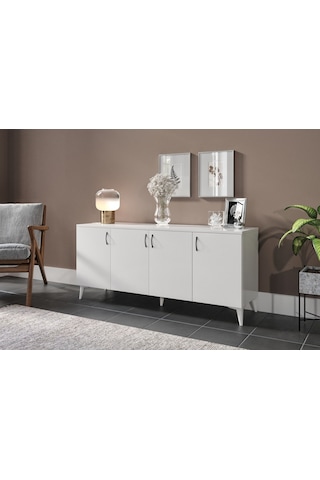 Kznhome 4 Kapaklı Çok Amaçlı Konsol - Beyaz Tamamı 1. Kalite Mdf