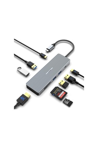 Usb C Hub, 4k Hdmı Bağlantı Noktalı 9'unda 1 Arada Yerleştirme İstasyonu Tipi C Hub, 3 Usb 3.0 Bağlantı Noktası