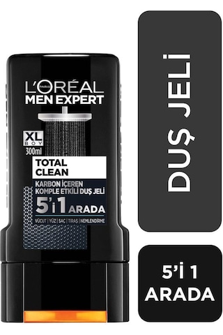 L'Oreal Paris Men Expert Total Clean 5'i 1 Arada Kömürlü Duş Jeli 3 x 300 ML