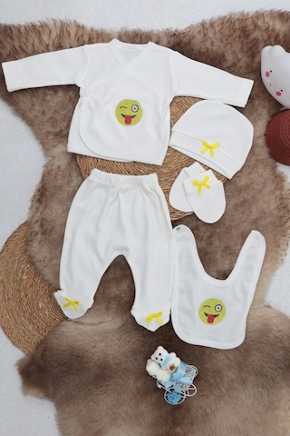 Sema Baby 5 Parça Hastane Çıkışı Zıbın Seti 0-3 Ay Çok Renkli
