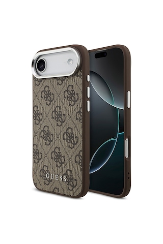 Apple Uyumlu iPhone 17 Air Kılıf Guess Lisanslı M-safe Özellikli 4g Klasik Yazı Logolu Kapak Kahverengi Kahverengi
