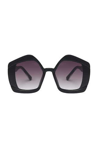 Sofistike Vintage Geometrik Büyük Siyah Kemik Kadın Güneş Gözlüğü Pk008sy Uv400 Cam Korumalı
