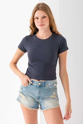 Giysa Kadın Bisiklet Yaka Pamuklu Basic Body Füme - 25873 Füme
