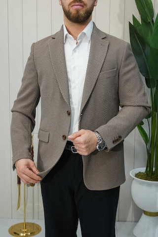 Bys Beystil Sivri Yaka Vizon Ceket 351 - Slim Fit Kahverengi