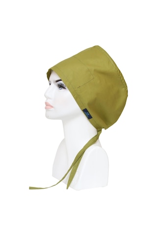 Tesettür Yağ Yeşili Tek Renk Cerrahi Bone Doktor Hemşire Sağlıkçı Bonesi Geniş Kesim