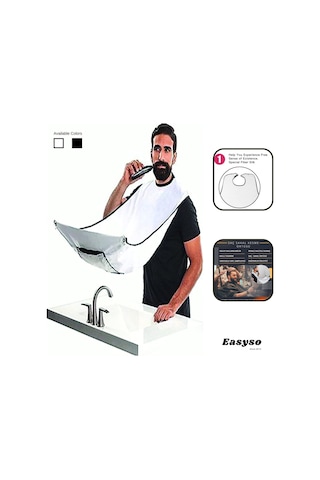 Lexroo Sakal Traş Önlüğü, Standart Sakal Kesme Örtüsü Berber/kuaför Önlüğü Beyaz Tela Kumaş Çok
