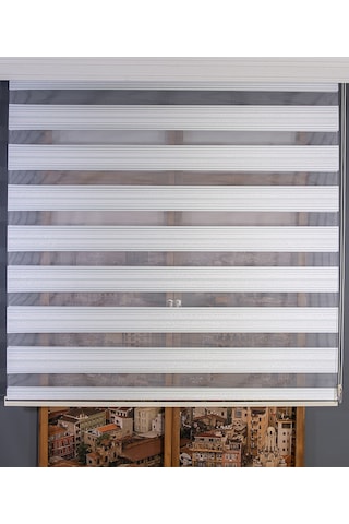 Sim Detaylı Zebra Stor Perde Su Yeşili