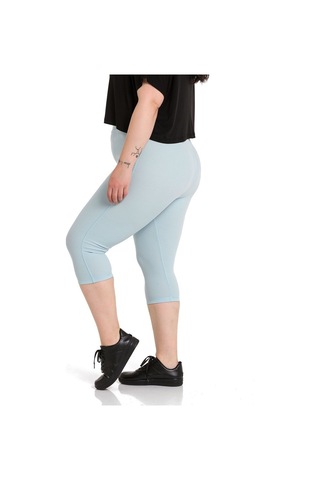 Büyük Beden Fitilli Karyoka Dikişli Diz Altı Bebe Mavi Tayt