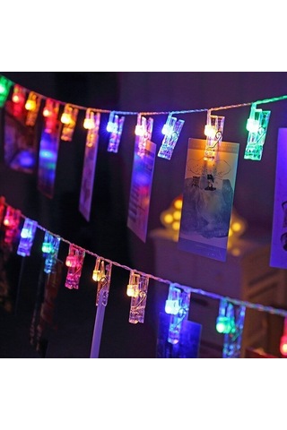 Renkli Işıklı Mandallı Fotoğraf Albümü 10 Lu - Rgb Çok Renkli