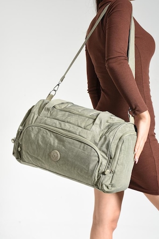 Unisex Kabin Boy Çapraz Askılı Omuz Çantası Seyehat Spor Çantası Hafif Klinkır Kumaş 40 25 Cm Bej