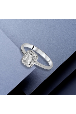 Pırlanta Modeli Baget Taşlı Gümüş Yüzük (518667506)