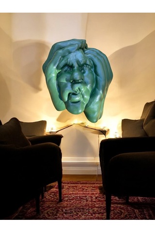 Soyut 3d Yüz Heykeli Modern Duvar Dekoru Çağdaş Yüz Formlu Duvar Heykeli 50x39 Cm Dev Heykel