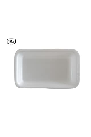 Erze 1000 Cc Kullan-at Dikdörtgen Yiyecek Tabağı Kapaksız 23x14 Cm beyaz