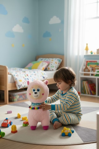 Büyük Boy Yumuşak Peluş Lama Oyuncak - Yumuşacık Uyku Arkadaşı Fularlı Lama 35 Cm Pembe