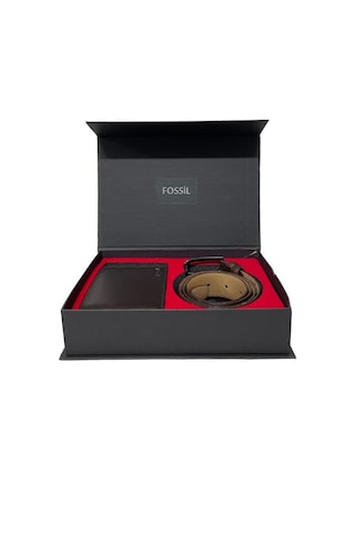 Fossil Kahverengi Napa Cüzdan 1826&3,5 Cm Hakiki Deri Kemer 130cm Taba