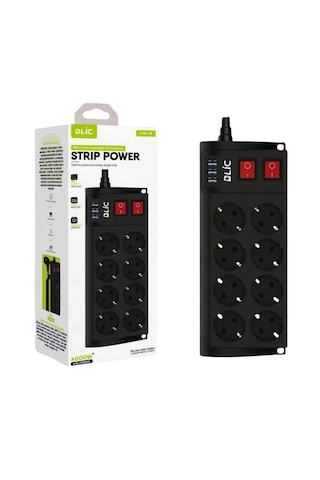 Termal Akım Korumalı Çoklu Priz Blic Ftr-08 4000w 8ac-3x Usb Işıklı Power 0.2 M