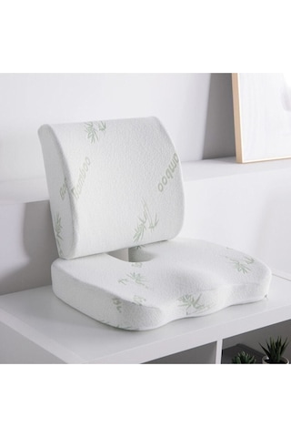 WhiteBlanco Bambu Kılıflı Oturma Minderi Ve Sırt Yastığı Seti Beyaz