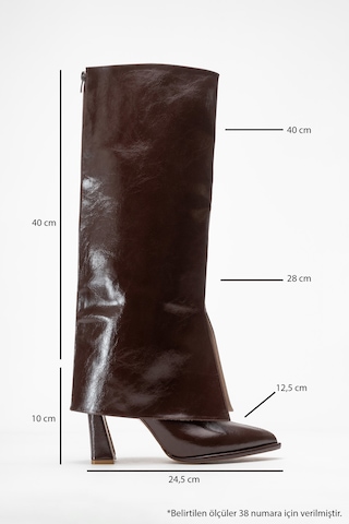 Aja Kahverengi Kadın Kalın Topuklu Çizme Olabilen Bot Kahve