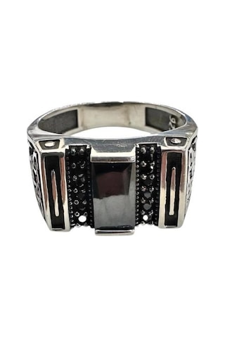 Onyx Ve Zirkon Taşlı Gümüş Yüzük 250057494g12y Gümüş