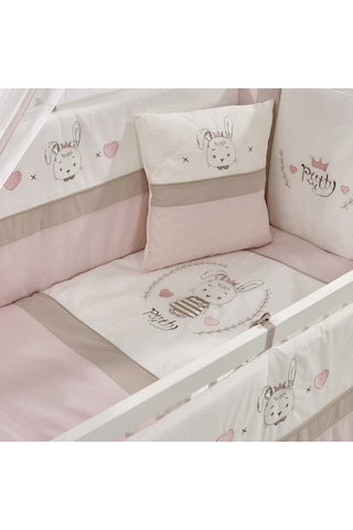 Meltem Kids Kral Sallanır Ahşap Anne Yanı Beşik 60 x 120 CM Beyaz - Pretty Pembe