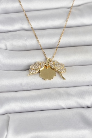 316l Çelik Gold Renk Açılabilir Yonca Model Zirkon Taşlı Kadın Ke Çok Renkli