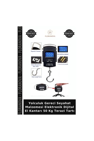Yolculuk Gereci Seyahat Malzemesi Elektronik Dijital El Kantarı 50 Kg Terazi Tartı Çok Renkli