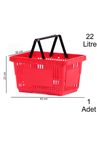 22 Litre Plastik Market Alışveriş El Sepeti Kırmızı 1 Adet / En:30 Boy:43 Yükseklik:22 Cm Kırmızı
