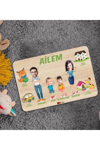 Bk Toys Çocuklara Özel Ailem Konseptli(4 Kişilik) Ahşap Eğitici Y