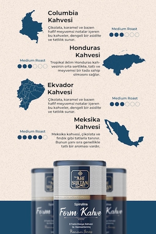 Ahi Sultan 8 Farklı Kahve ve Spirulina İçerikli  Form Kahvesi 100 G