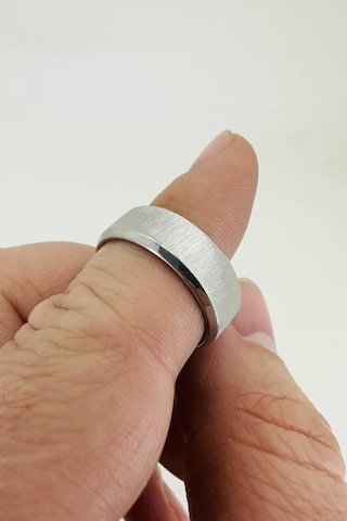 8mm Köşeli Fırçalanmış Mat Düz Kadın Erkek Çelik Alyans Yüzük Cl48 Beyaz