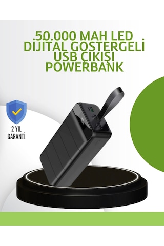 Ultra Güçlü 50.000 Mah Powerbank Led Ekranlı, Çoklu Bağlantı Seçenekli, Akıllı Koruma Sistemli Şar Çok Renkli