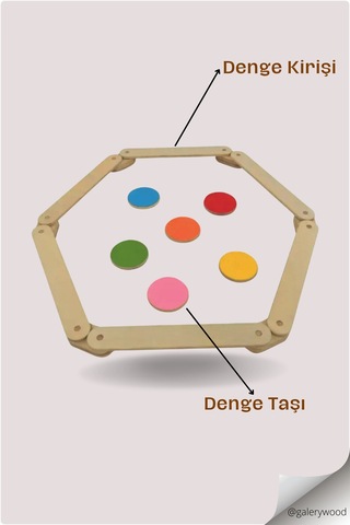 Montessori Ahşap Denge Kirişi, Denge Tahtası, Basamak Taşları, Aktivite Çocuk Oyuncağı 4 Sopa+4 Taş