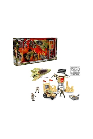 The Corps Mission Terrain Battle Askerî Oyun Seti Jet, Tank, Arazi Aracı Ve 4 Eklemli Asker Figürü