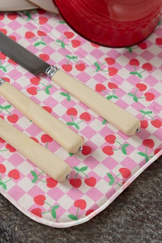 Bulaşık Kurutma Örtüsü, Bulaşıklık, Tezgah Üstü Bulaşık Matı, Süper Emici Mutfak Matı, Kiraz Desen Çok Renkli