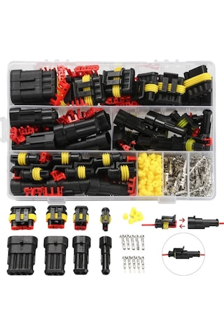 Youmex 352 Adet Su Geçirmez Araç Bağlantı Seti - 1-4 Pinli Erkek/dişi Soket Ve Terminale, Motosiklet, Araba, Kamyon Uyumlu, Kolay Kurulum