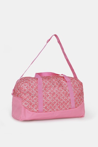 İcone Bag Baskılı Spor Çanta, Cepli Spor Çanta, Fermuarlı Detaylı Çocuk Spor Çanta, Pembe