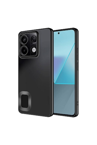 Xiaomi Redmi Note 13 4g Kılıf Kamera Korumalı Logo Gösteren Zore Omega Kapak Siyah