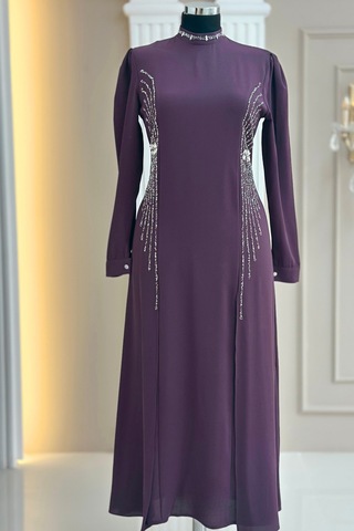 Amine Hüma Duru Abiye Elbise Violet Violet